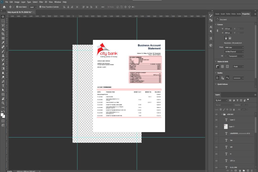 Modèle Word et PDF de relevé de compte d'entreprise de City Bank template Modèle Word et PDF de relevé de compte d'entreprise de City Bank template